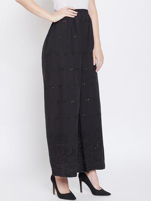 high rise scallop hem palazzo - 16684977 - Standard Image - 2
