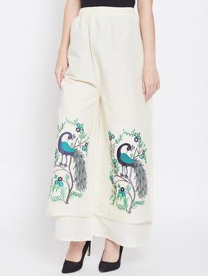 high rise embroidered palazzo - 16684979 - Standard Image - 2