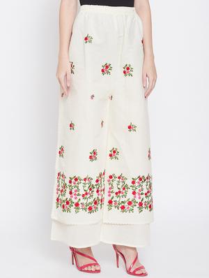 high rise embroidered palazzo - 16684980 - Standard Image - 2