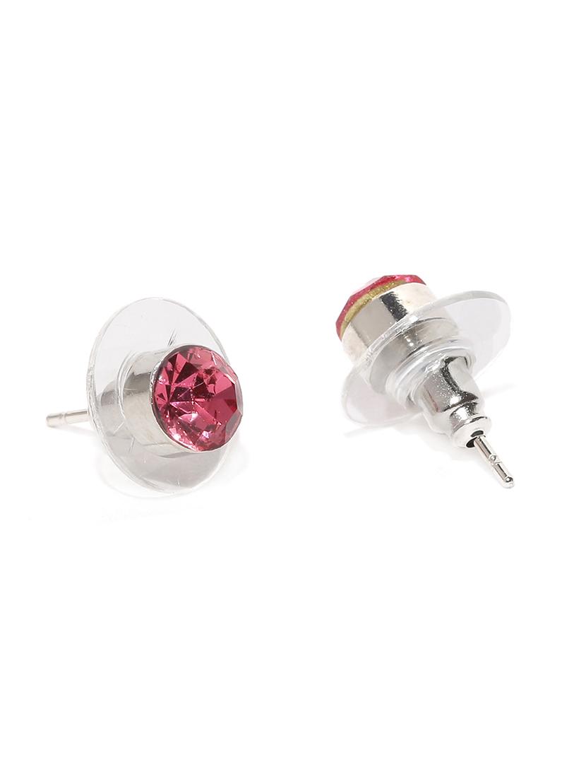 pink silver plated studs earring - 16685181 - Zoom Image - 2