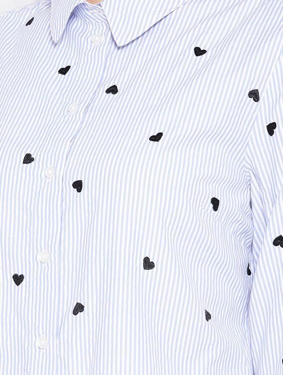 embroidered detail striped shirt - 16685227 - Zoom Image - 5