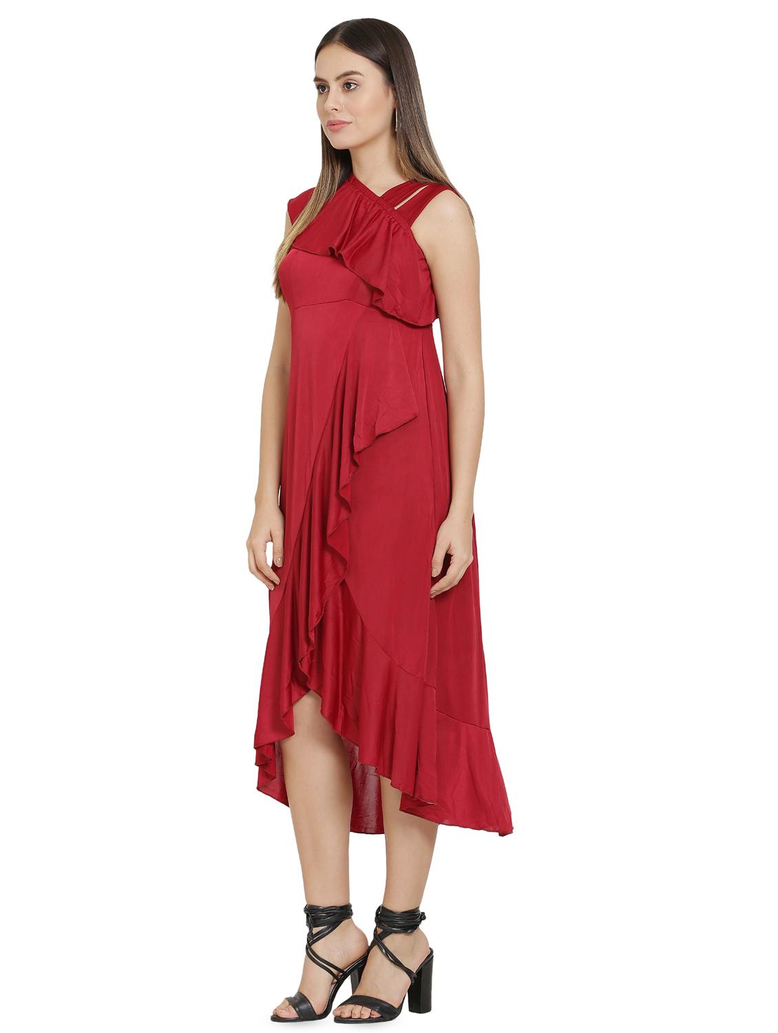 ruffle detail tie back asymmetric dress - 16685487 - Zoom Image - 2