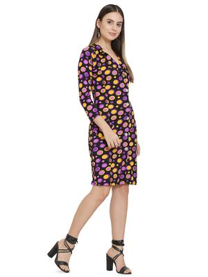 lapel neck polka dots sheath dress - 16685488 - Standard Image - 2