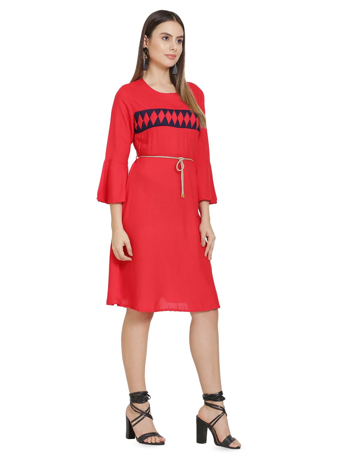 tie knot bell sleeved a-line dress - 16685494 - Zoom Image - 2