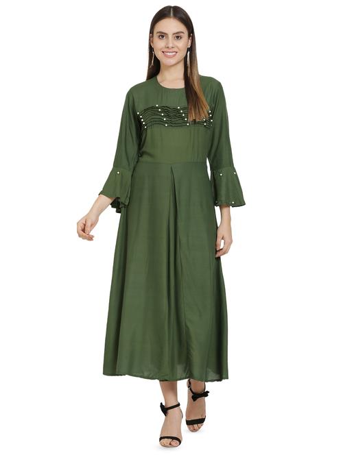 bell sleeved embellished maxi dress - 16685505 - Standard Image - 1