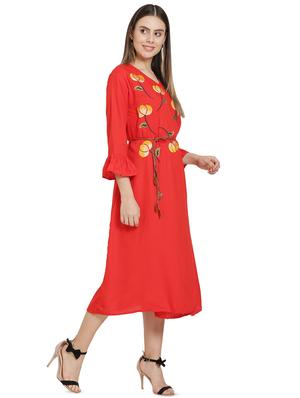 v neck floral embroidered a-line dress - 16685511 - Standard Image - 2