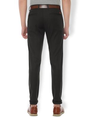 black textured flat front casual trouser - 16685735 - Standard Image - 2