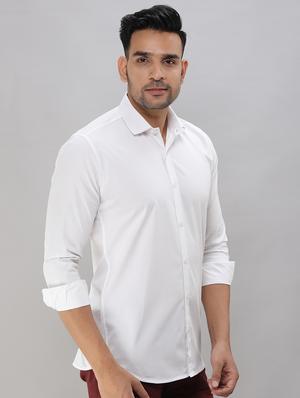 white solid casual shirt - 16685831 - Standard Image - 2