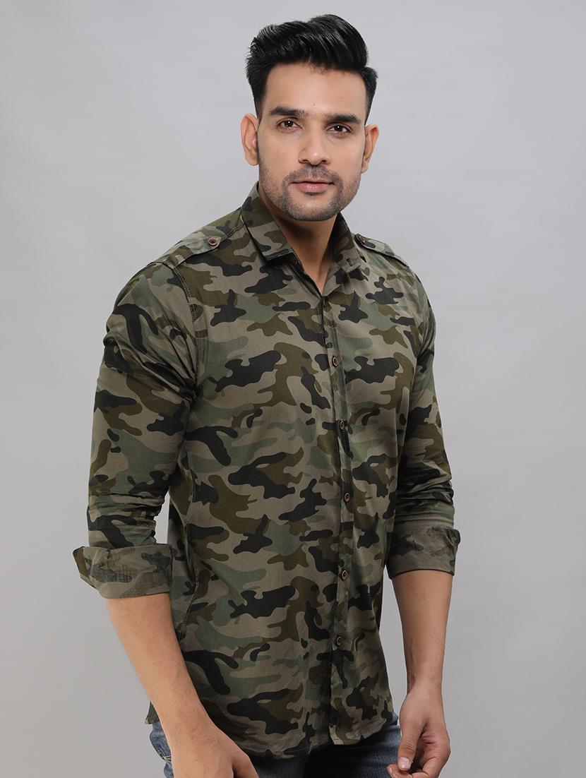 green camouflage print casual shirt - 16685839 - Zoom Image - 2