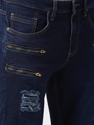 blue light washed distressed denim jeans - 16685995 - Standard Image - 5