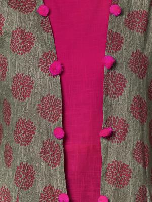 solid a-line kurta with printed jacket kurta - 16687129 - Standard Image - 5