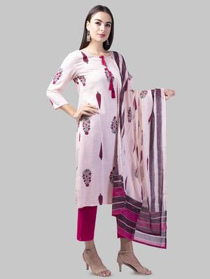 floral printed straight kurta with dupatta set - 16687460 - Standard Image - 2