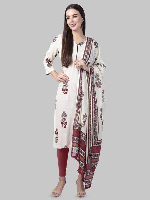 block printed straight kurta with dupatta set - 16687462 - Very Small Image - 1