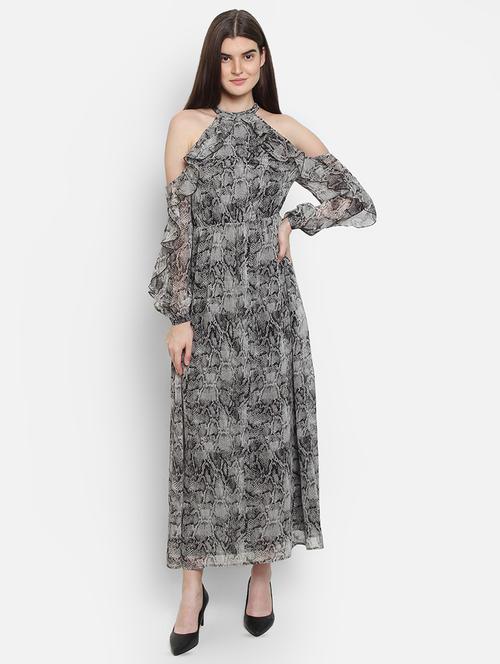 cold shoulder snake print maxi dress - 16688607 - Standard Image - 1