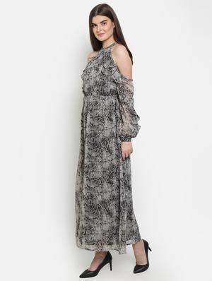cold shoulder snake print maxi dress - 16688607 - Standard Image - 2