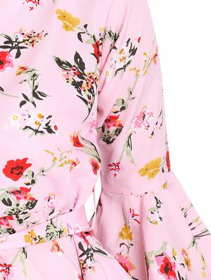 tie knot bell sleeved floral ruffle top - 16689733 - Standard Image - 5