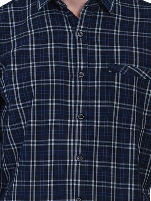 navy blue checkered casual shirt - 16690857 - Standard Image - 5