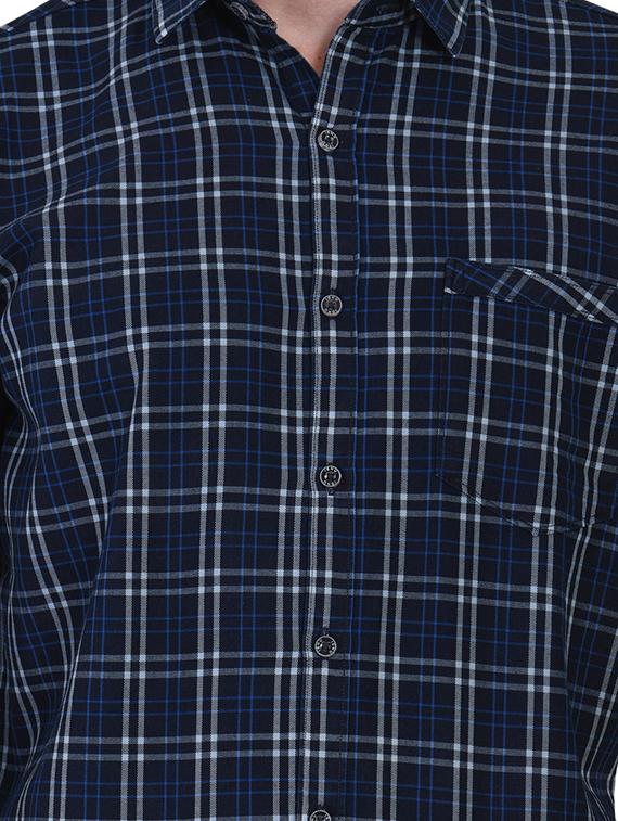 navy blue checkered casual shirt - 16690857 - Zoom Image - 5