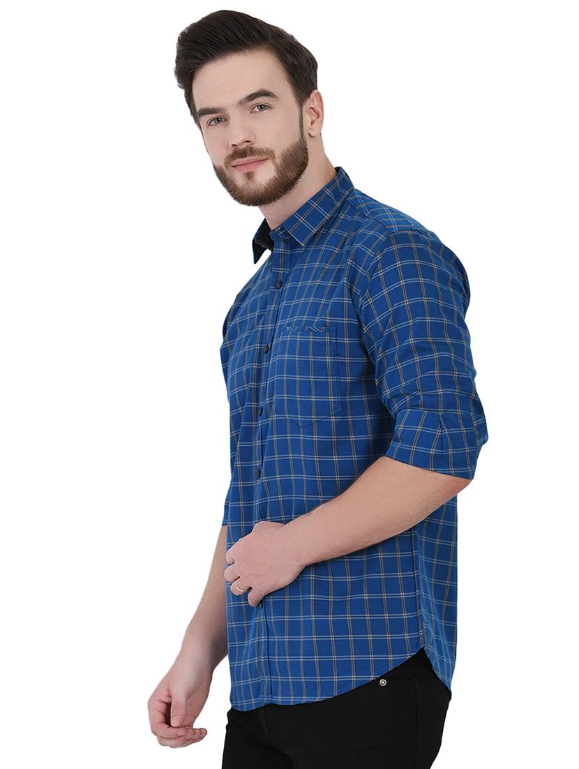 blue checkered casual shirt - 16690865 - Zoom Image - 2