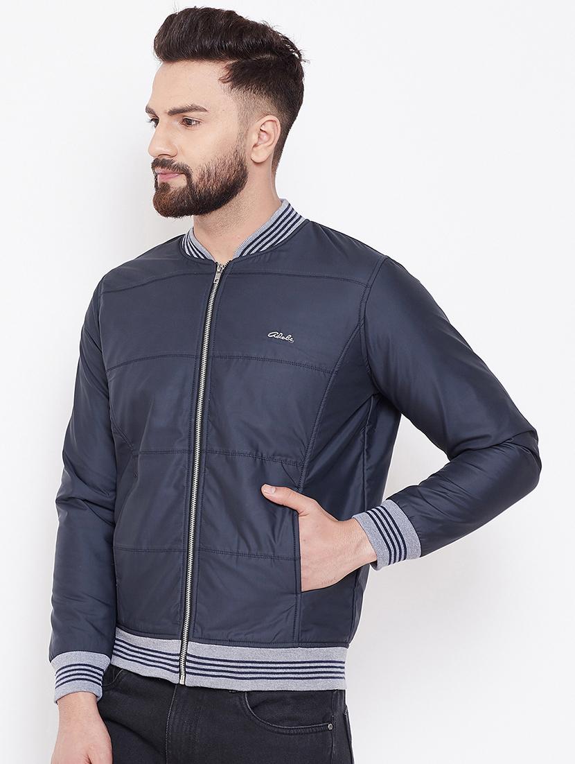 dark blue solid quilted jacket - 16691471 - Zoom Image - 2