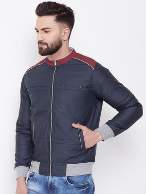 dark blue solid casual jacket - 16691473 - Standard Image - 2