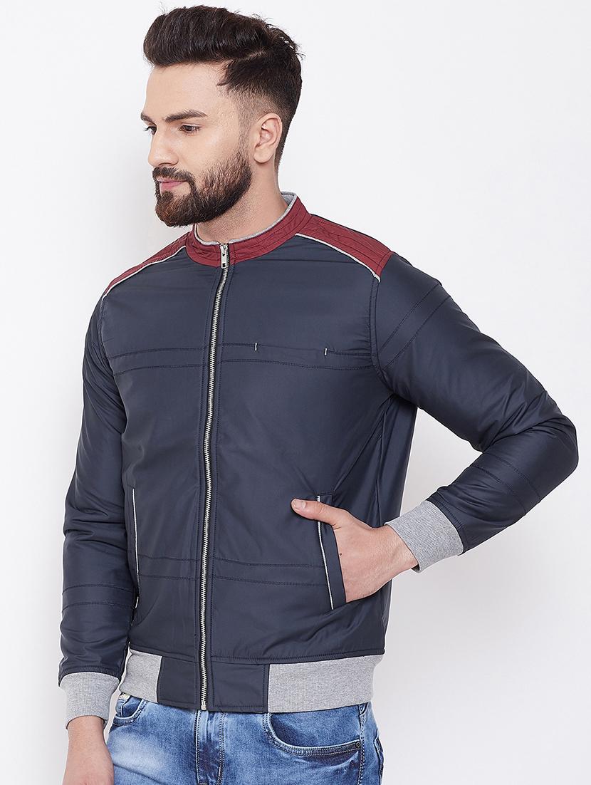 dark blue solid casual jacket - 16691473 - Zoom Image - 2