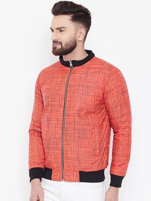 orange printed reversible casual jacket - 16691481 - Standard Image - 2