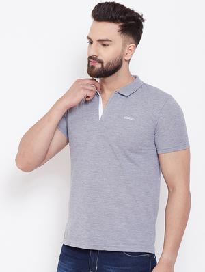 grey solid collared t-shirt - 16691500 - Standard Image - 2