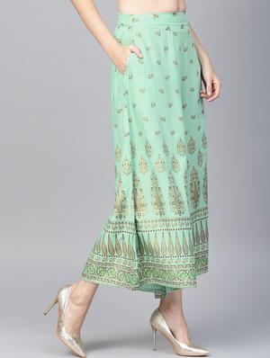 foil printed flared palazzo - 16692842 - Standard Image - 2