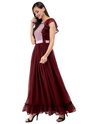 ruffle detail gathered hem gown - 16693212 - Standard Image - 2