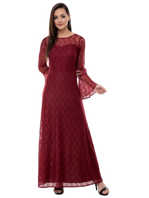 bell sleeved laced maxi dress - 16693215 - Standard Image - 1