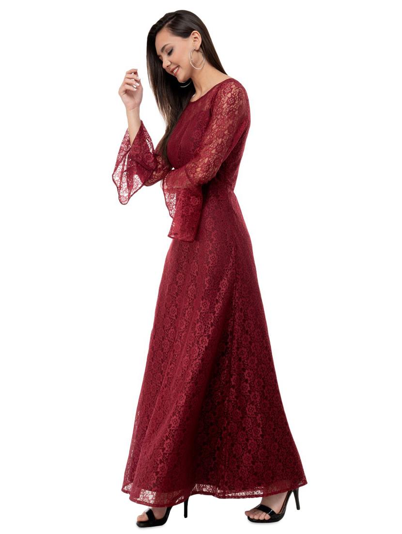 bell sleeved laced maxi dress - 16693215 - Zoom Image - 2