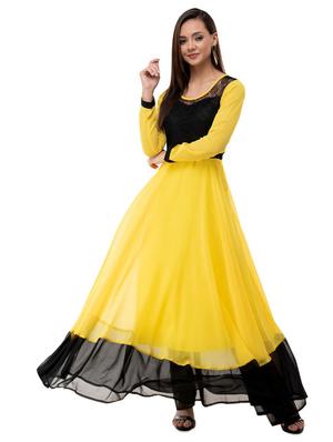 contrast detail flared gown - 16693217 - Standard Image - 2