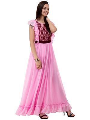 ruffle detail gathered hem gown - 16693220 - Standard Image - 2