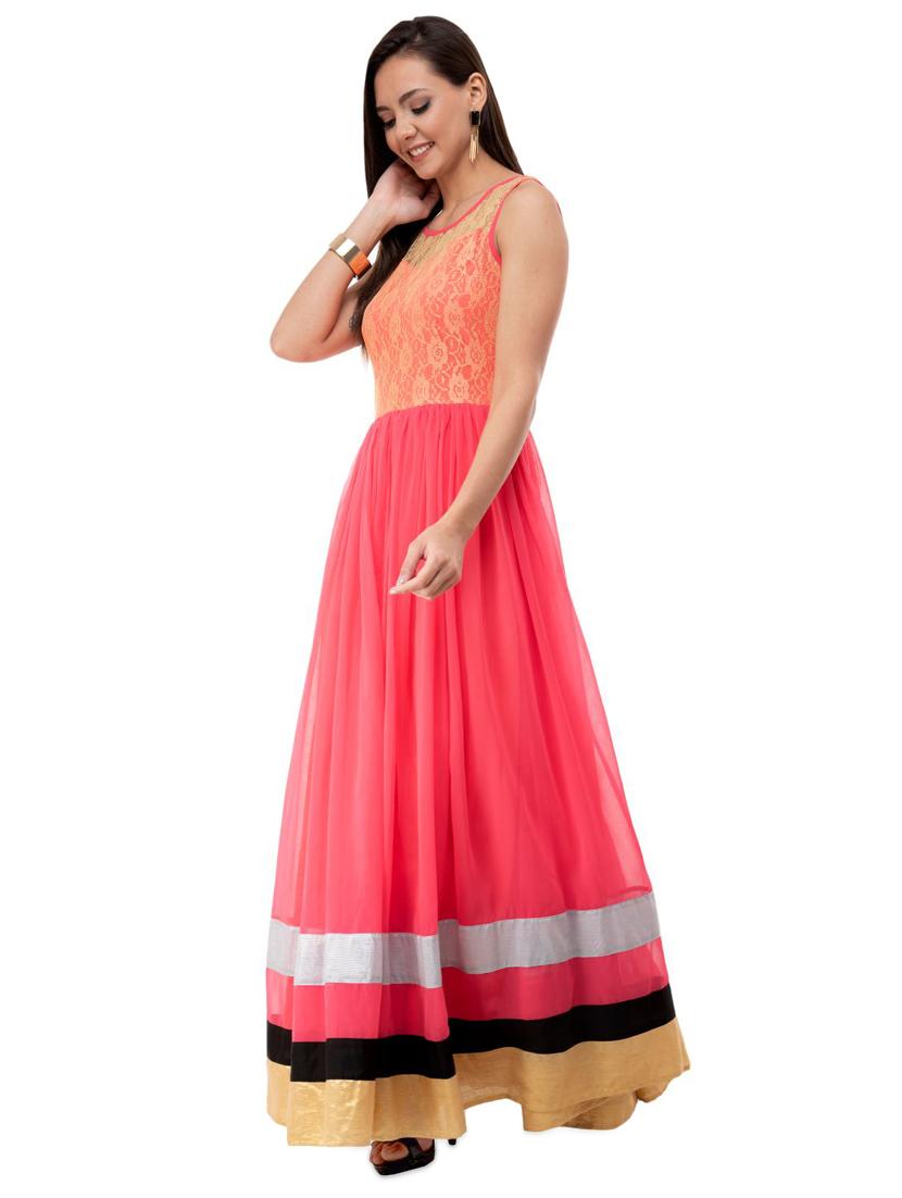 round neck gathered gown - 16693221 - Zoom Image - 2
