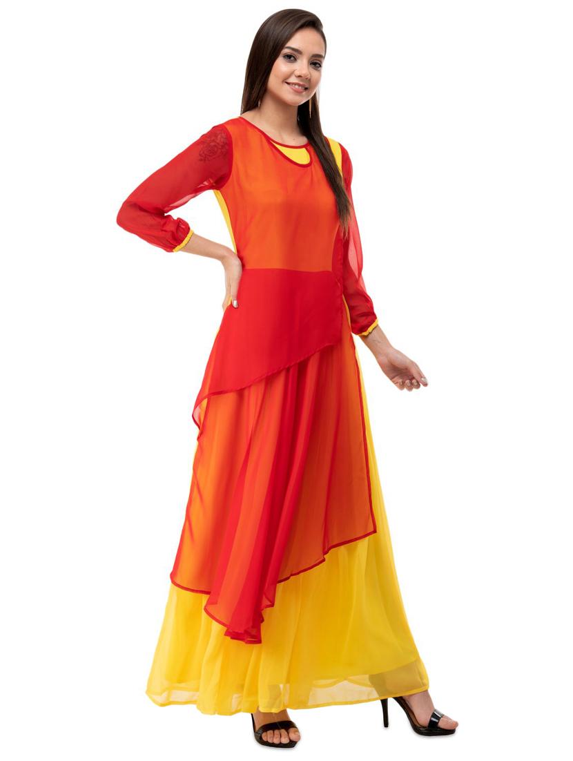 round neck layered gown - 16693224 - Zoom Image - 2
