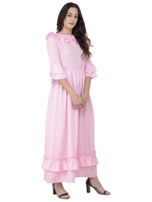 bell sleeved gathered hem fit & flare dress - 16693227 - Standard Image - 2