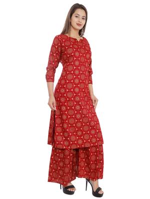 foil printed kurta with sharara set - 16693589 - Standard Image - 2