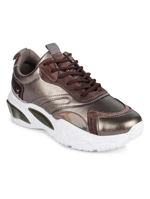 metallic leatherette laceup casual shoes - 16693725 - Standard Image - 1