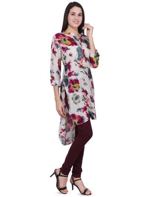 floral print high-low kurta - 16694392 - Standard Image - 2