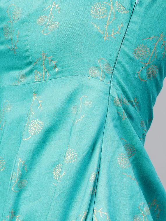 front cowl mandarin collar printed dress - 16694724 - Zoom Image - 5