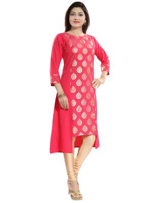 foil print asymmetric kurta - 16694923 - Standard Image - 2