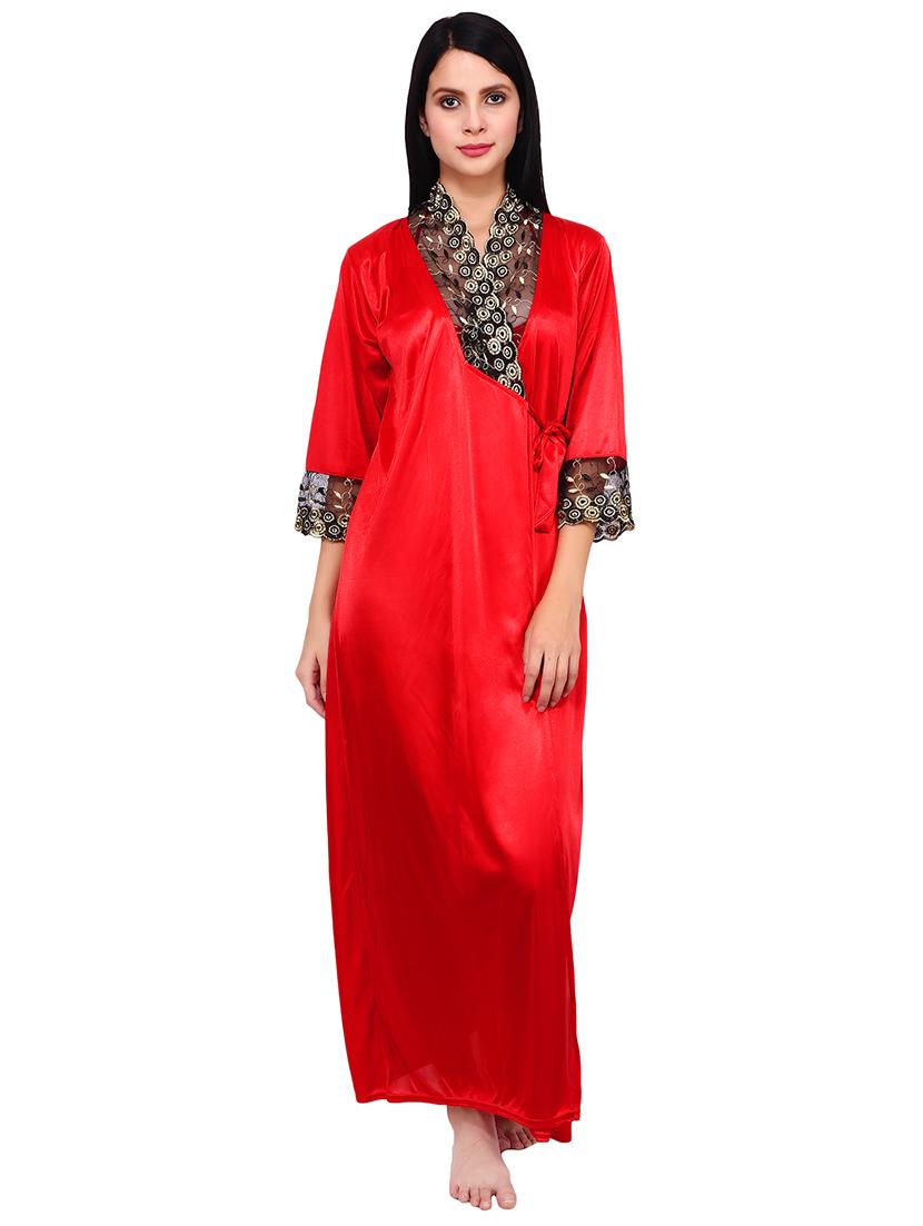 contrast floral lace nightwear set - 16695043 - Zoom Image - 2