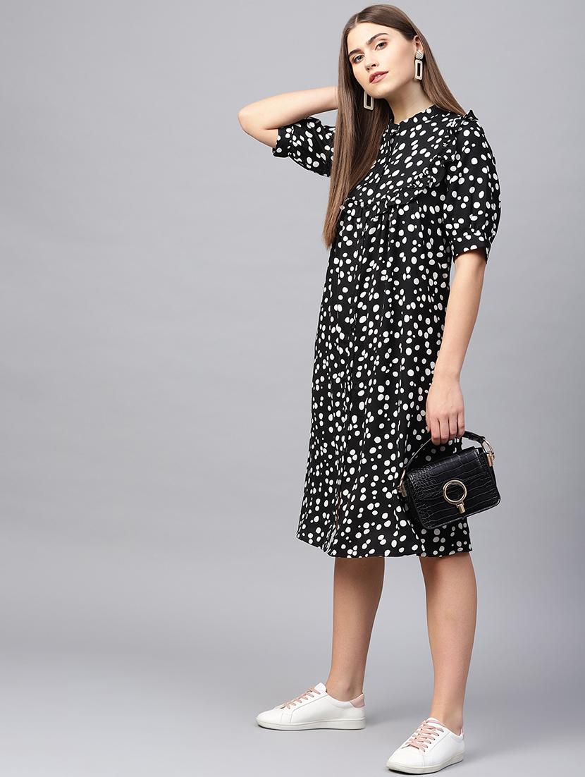 polka dot frill detail shift dress - 16695242 - Zoom Image - 2