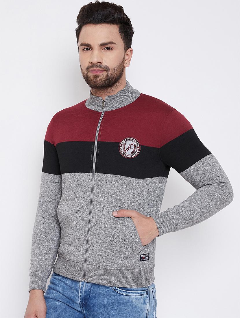 grey color block sweatshirt - 16695657 - Zoom Image - 2