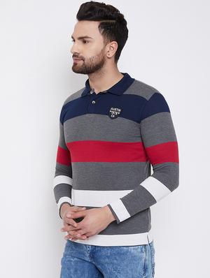 grey striped polo t-shirt - 16695662 - Standard Image - 2