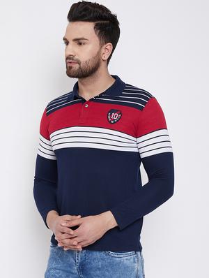 navy blue striped polo t-shirt - 16695663 - Standard Image - 2
