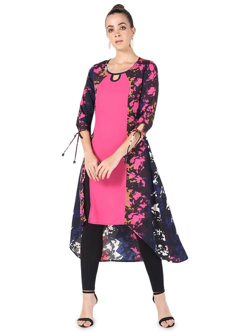abstract printed high-low kurta - 16695720 - Standard Image - 1