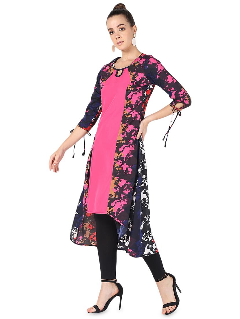abstract printed high-low kurta - 16695720 - Zoom Image - 2