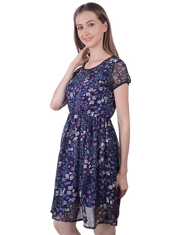 round neck gathered a-line dress - 16695749 - Zoom Image - 2